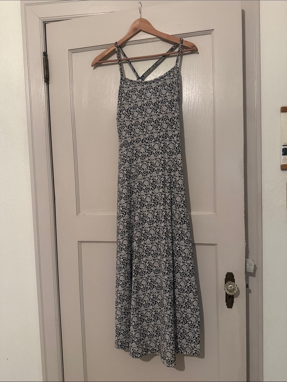 Pact Organic Crossback Black and White Floral Maxi Sundress